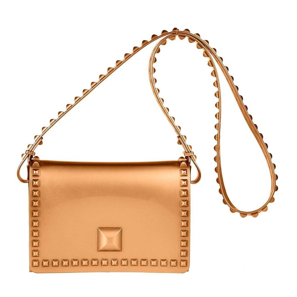 NEW CARMEN SOL women's graziella flap crossbody bag in rose gold